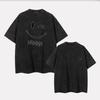 Smiling face hahaha simple washed T-shirt short sleeve gender-neutral men and women loose print clothing