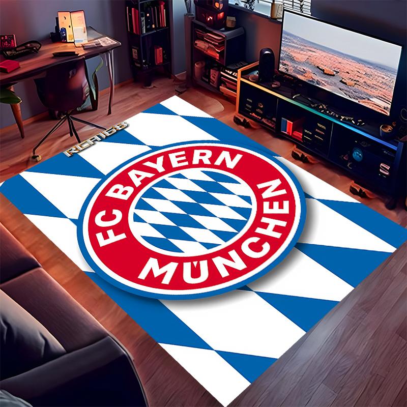 1pc FC Bayern München logo Print Area Rug - Soft,Washable Non-Slip Indoor Mat for Office Chairs,Living Room,Home Office Decorative Rug
