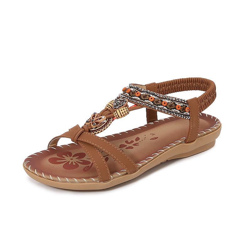 2025 Bohemian Rhinestone Women's Summer Sandals - Flat, Round & Open Toe