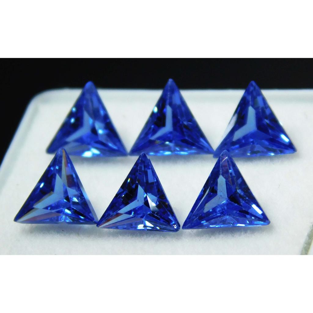 CERTIFIED 3-5 Ct Natural Blue Sapphire Trillion Cut Lot 6 PCS Loose Gemstone MULTTIQ115