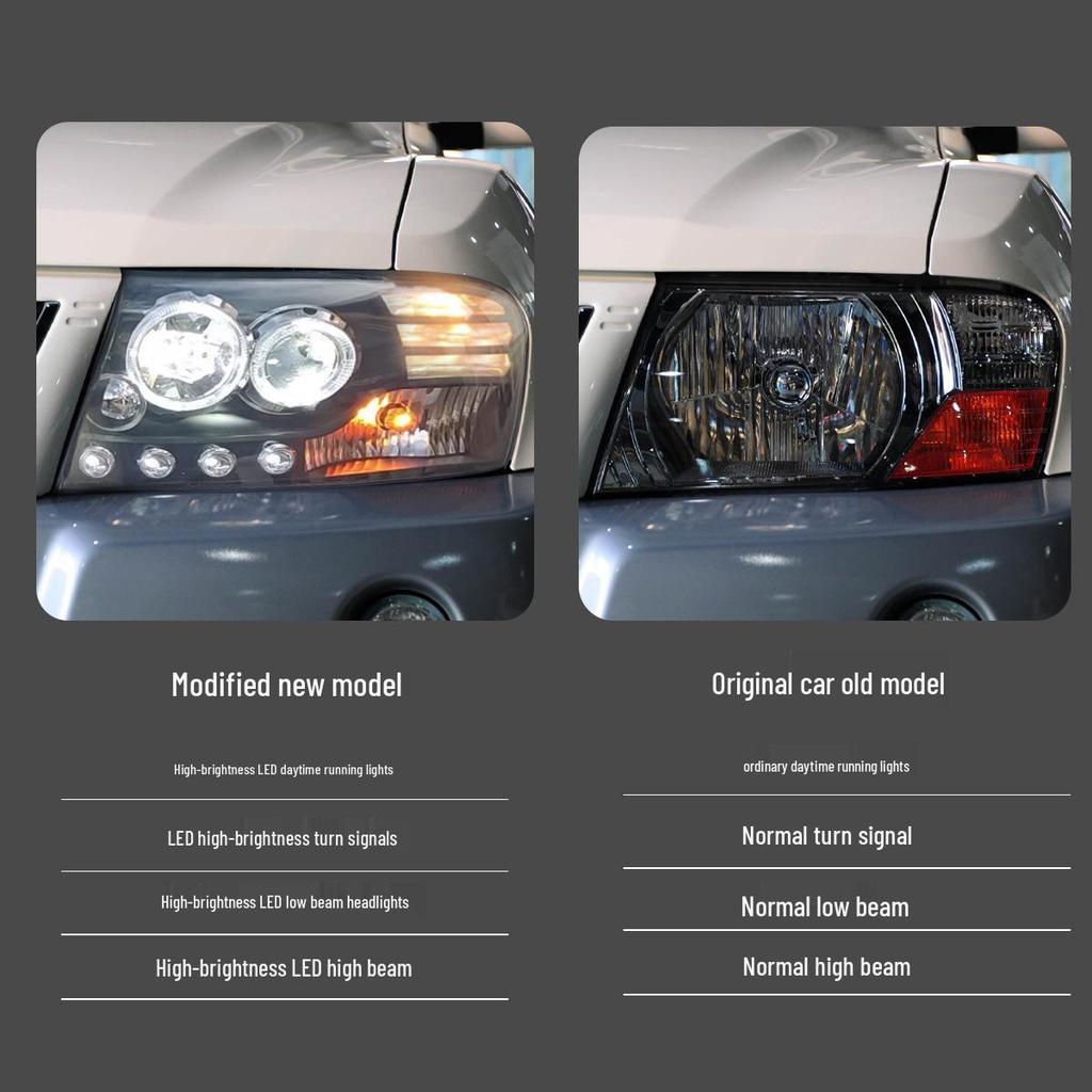 LED Angel Eye Headlight Assembly with Turn Signal for 2004-2011 Mitsubishi Pajero V73 V75.