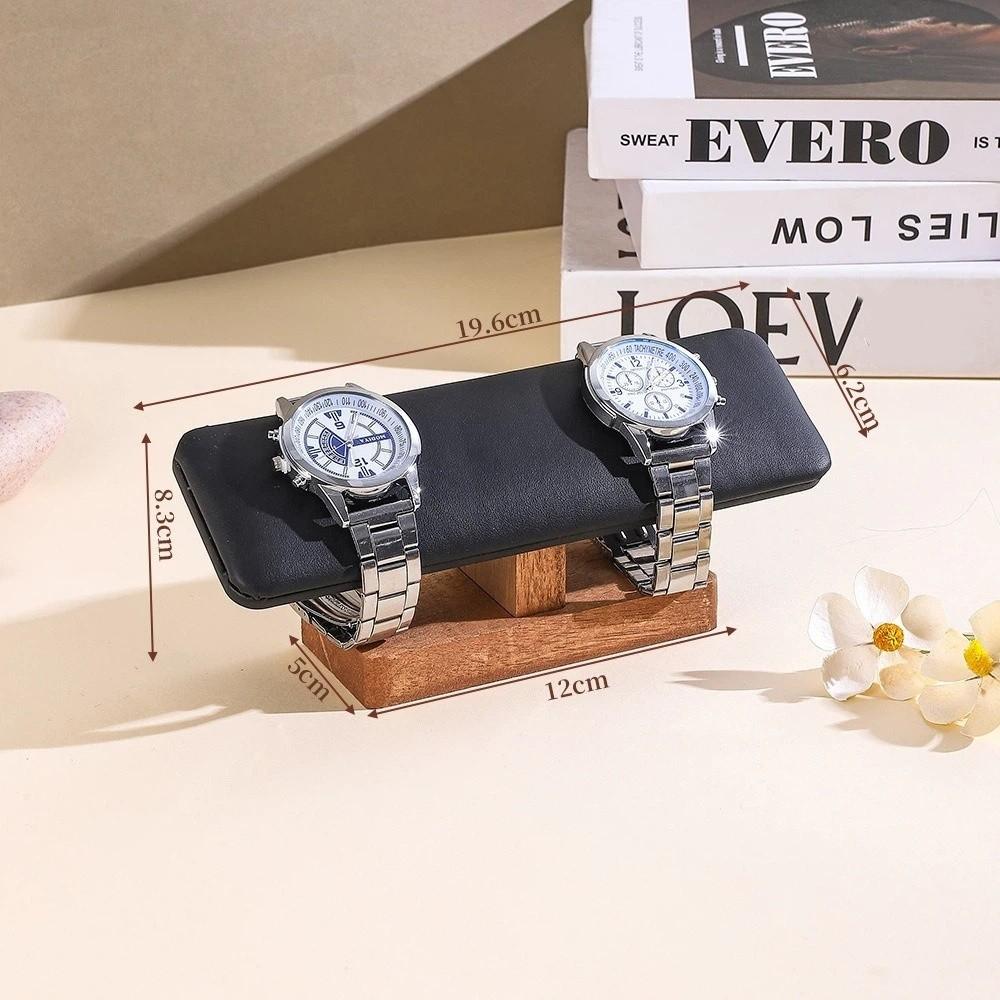 Solid Wood Bracelet Display Stand PU Leather Single Layer Watch Storage Rack Desktop Jewelry Display Stand Home