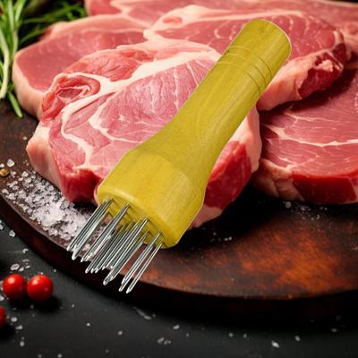 Ablandador de Carne con Pines Afilados y Mango de Madera, Herramienta de Cocina, para Marinar y Ablandar Pavo