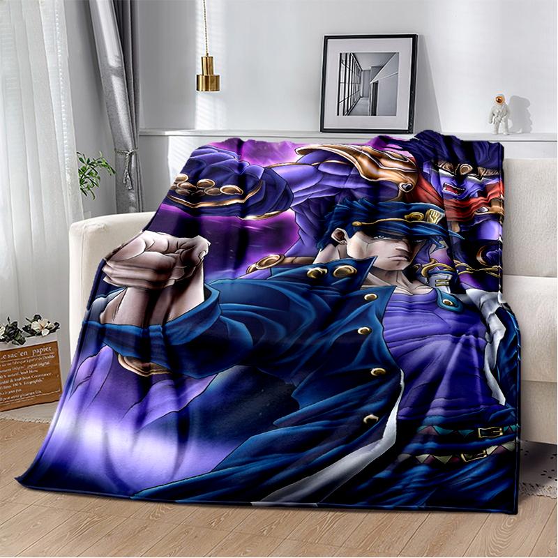 3D Jojo's Bizarre Adventure Cartoon Anime Blanket,Soft Throw Blanket for Home Bedroom Bed Sofa Travel Picnic Office Cover Kids