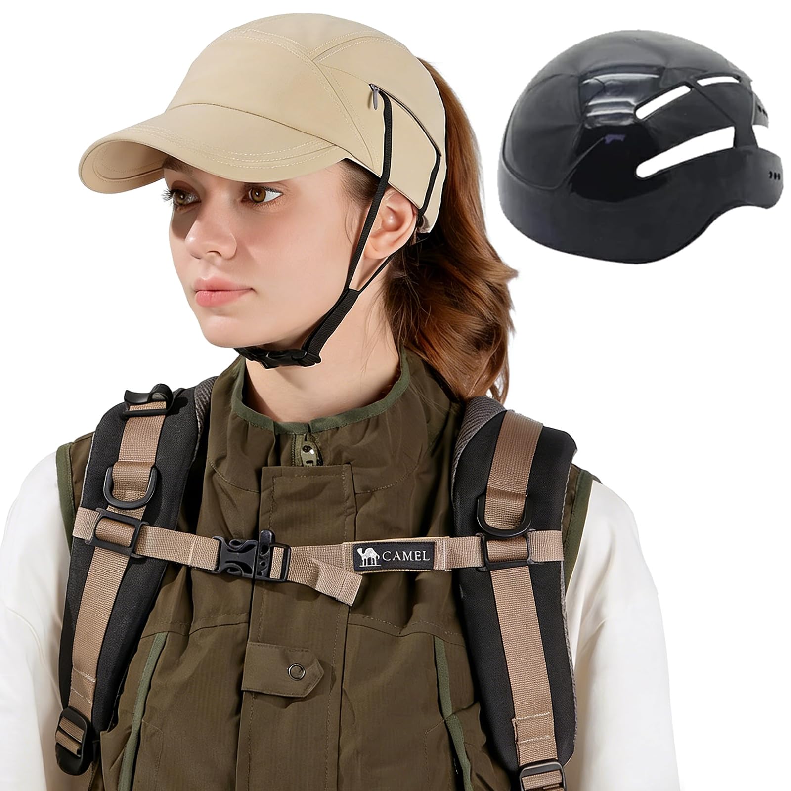 

Bicycle Hat Surfing Hidden Fixing Head Circumference Helmet, Type, Women s & Men s (CE Certified), Helmet, Drawcord, Strap, Dual-Use Helmet,