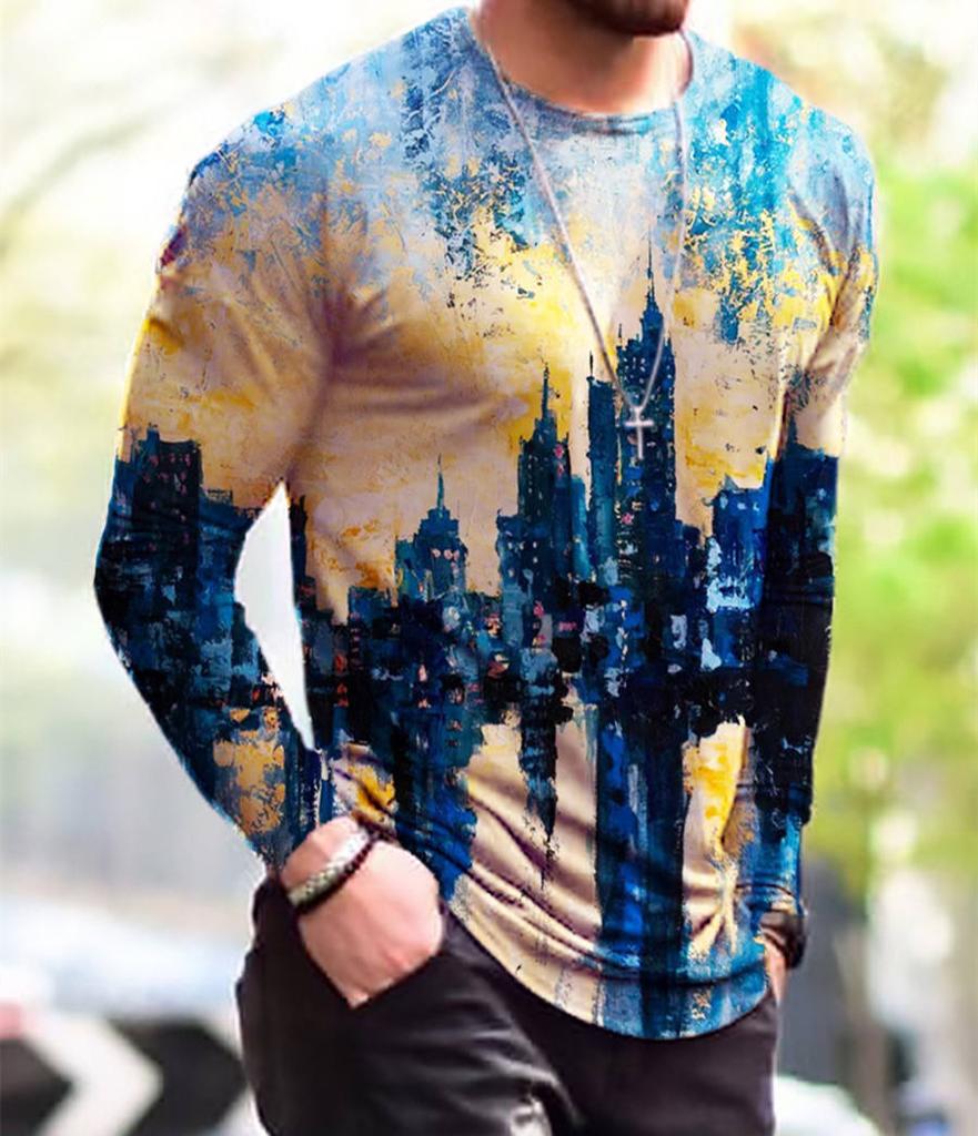 Vintage Punk Street Style Pánská trička s dlouhým rukávem Jaro Podzim 3D tisk Trička pro mladistvou vitalitu Plus velikost 6XL
