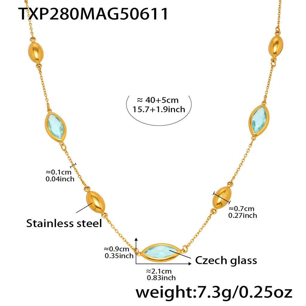 6 barev fazetované české skleněné náhrdelníky náramky visací náušnice na řetízku z nerezové oceli náramek náušnice pro ženy