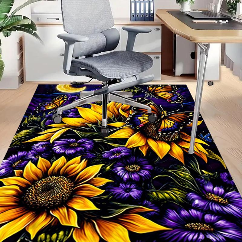 1PC Butterflies Sunflowers Extra Large Non-Slip Floor carpet, Office, family, bedroom, Studio - Large Area RugJ0410