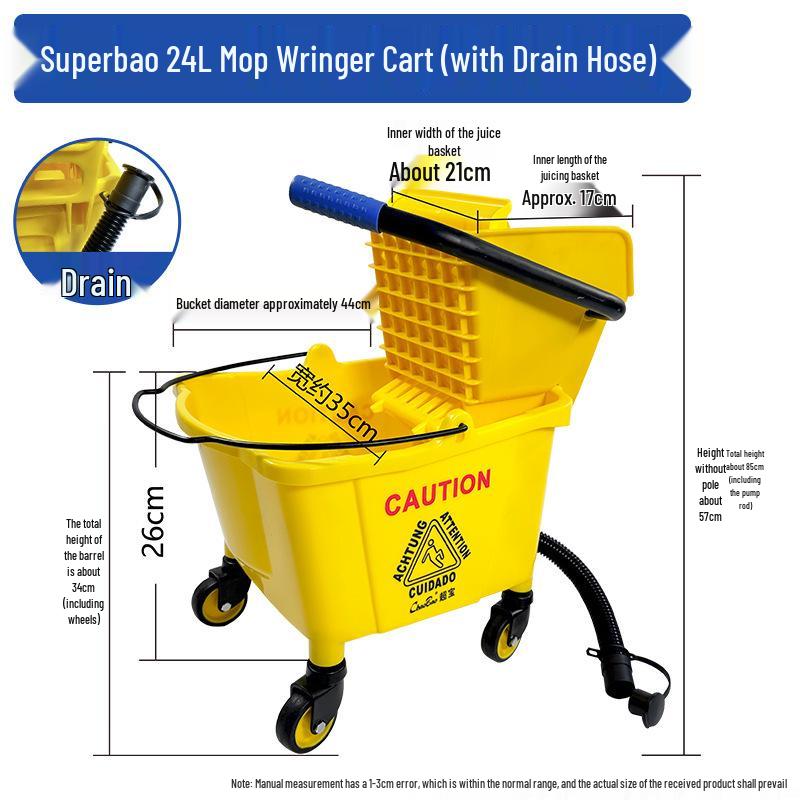 White Cloud Heavy-Duty Hands-Free Mop Bucket with Squeeze Water Extractor