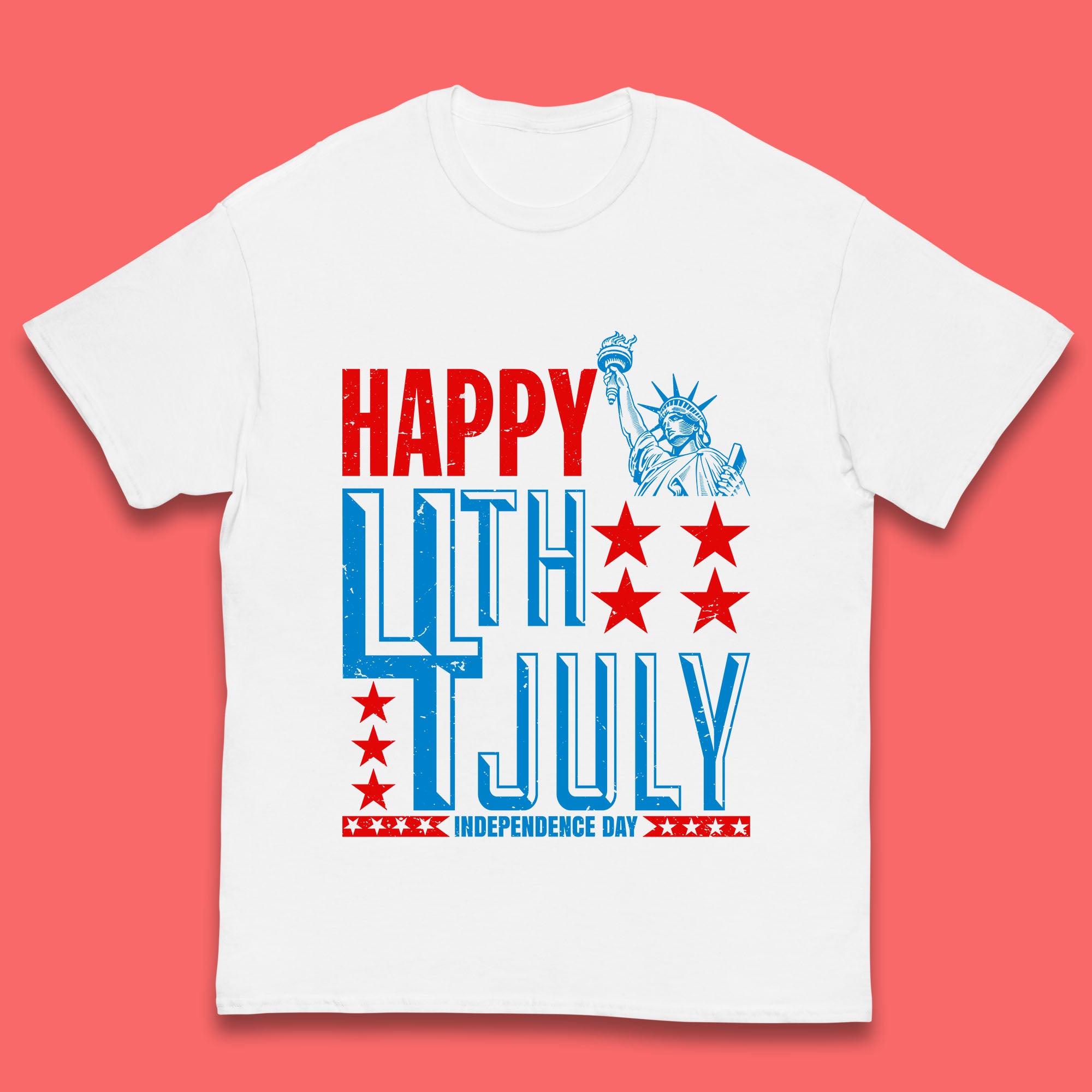 Happy 4th Of July Independence Day Statue Of Liberty Patriotic Celebration Kids T Shirt 100