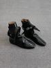 Niche Polished British Style Martin Boots Women's Autumn and Winter Chelsea Short Boots Bow Flat Bottom Pleated Pile Boots