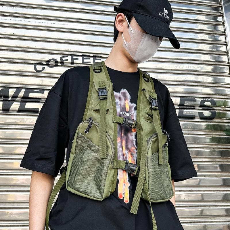 Taktyczna kamizelka cargo Hip Hop z wieloma kieszeniami dla mężczyzn i kobiet, sportowa na zewnątrz, regulowana, punkowa, techwear, bez rękawów, kamizelka