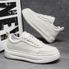 Men White Platform Sneakers Lace-up Casual Shoes Lightweight Comfortable Walking Shoes