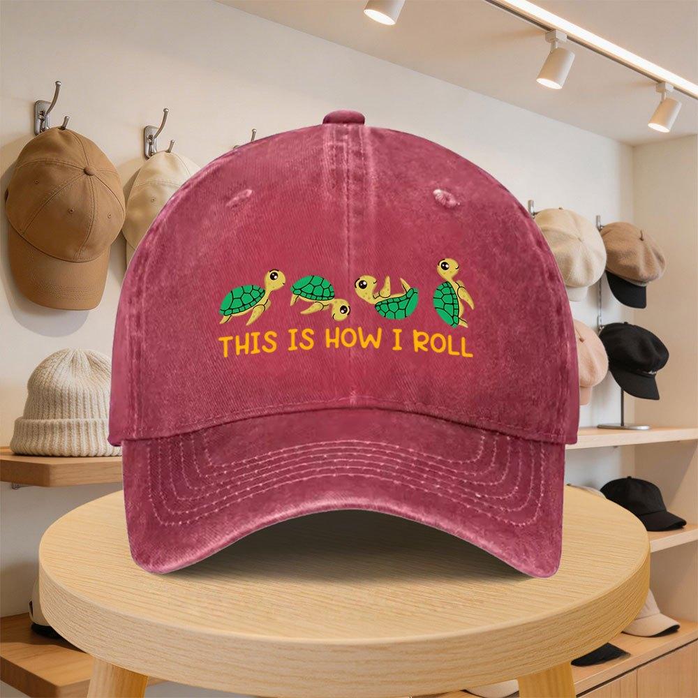 MenS Baseball Cap with Rotating Turtle Graphic Stylish Casual Hat Adjustable Spring And Autumn Travel Beach Vacation Duck 1pc