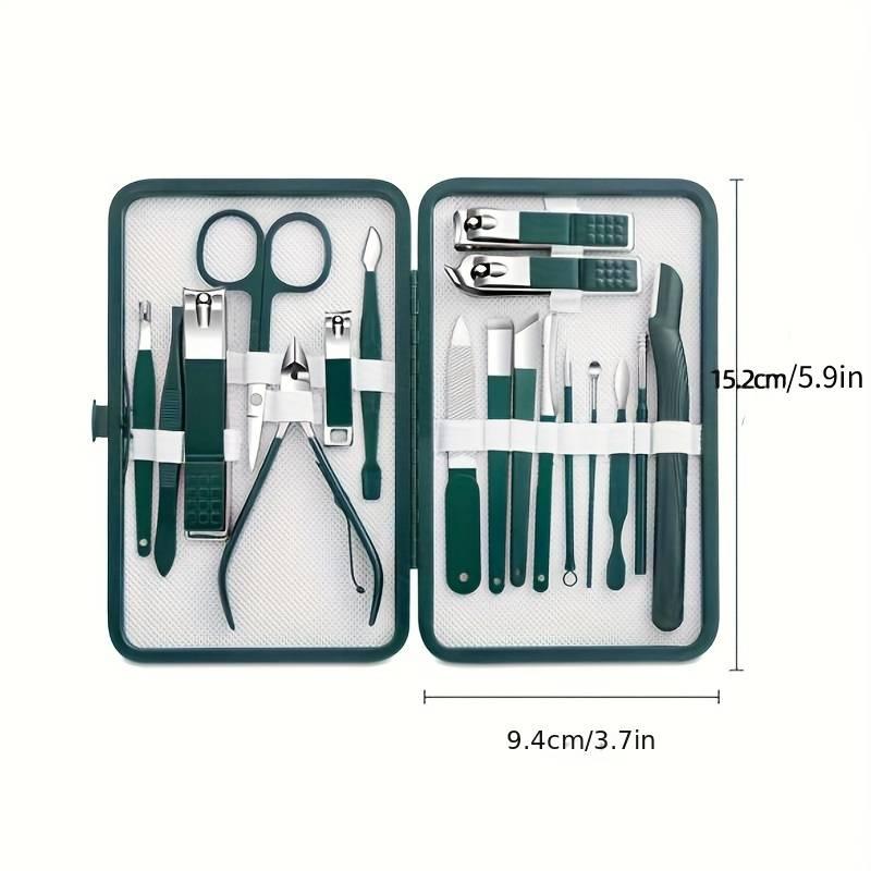 18 Pieces Nail Clippers Green Set Stainless Steel Manicure Nail Clippers Nail Clipper Set