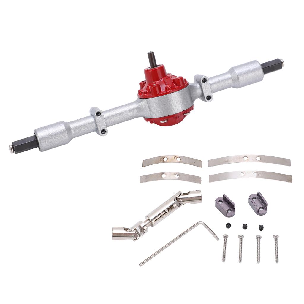 Metal Rear Bridge Axle Drive Shaft for WPL D12 RC Car Upgrade Parts Accessories(Black Red )