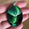 Anhänger Elegante Nordlichter Oval, Landschaft Vintage Halskette