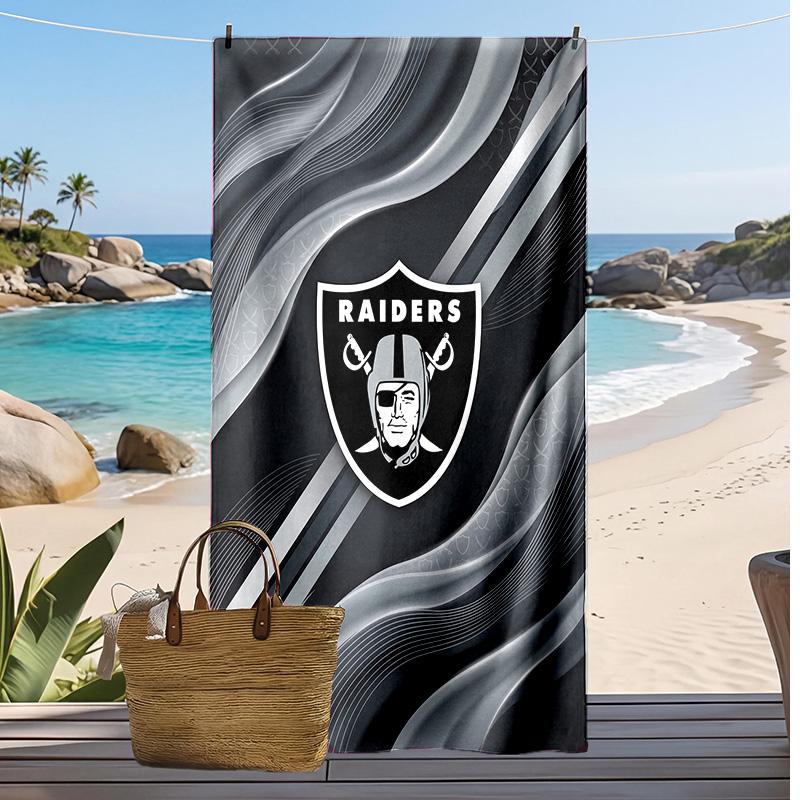 Asciugamano da Spiaggia Stampa Las Vegas Raiders Morbido Portatile Asciugatura Rapida?Asciugamano Asciutto Per Piscina Vacanza Estiva Sport all'Aperto