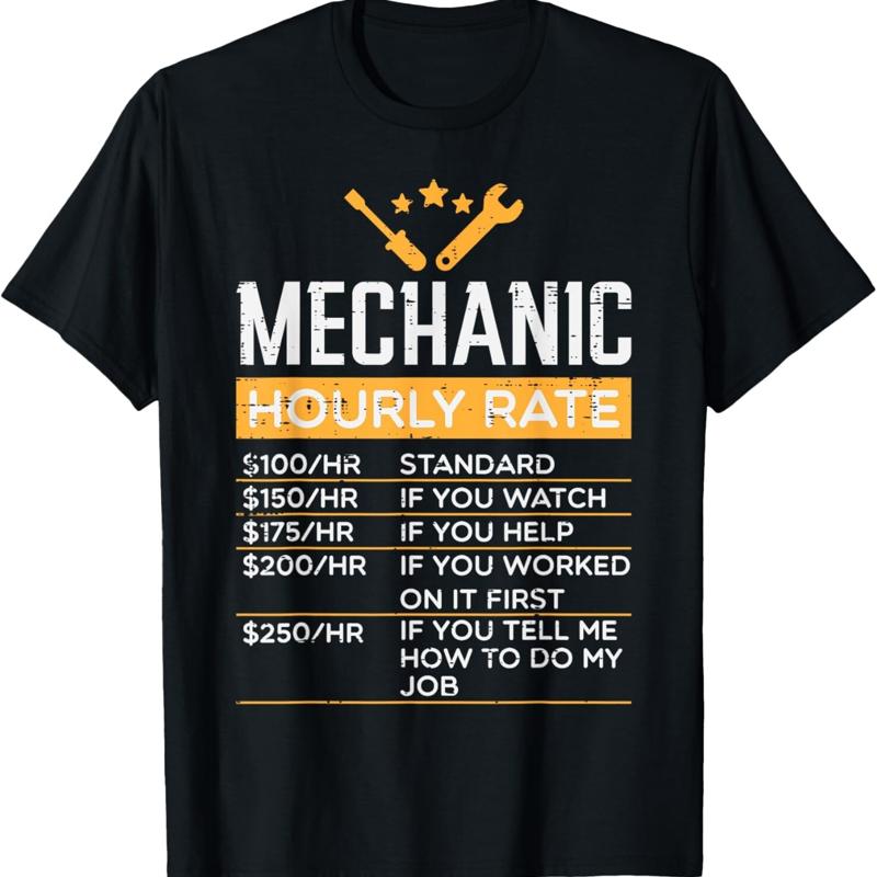 

Mechanic Hourly Rate Funny Labor Rates Boys T Shirt - Men s Summer Cotton Graphic Tee S разноцветный