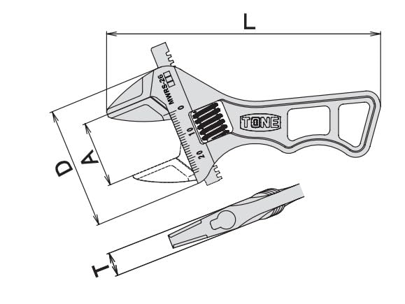 Esco Wide Adjustable Wrench EA530GA-12A 140mm/38mm