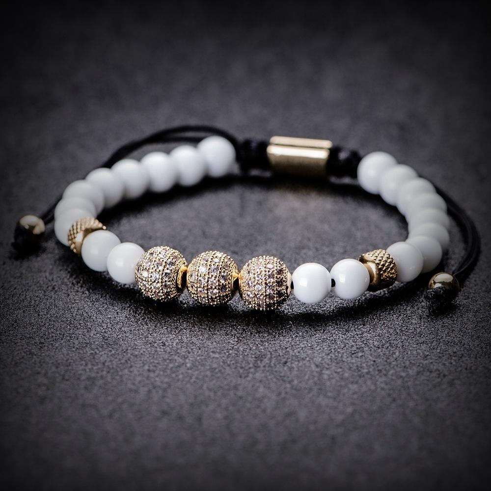 2026 White Bead Crown Bracelet Set Epoxy Roman Numeral Bracelet Set