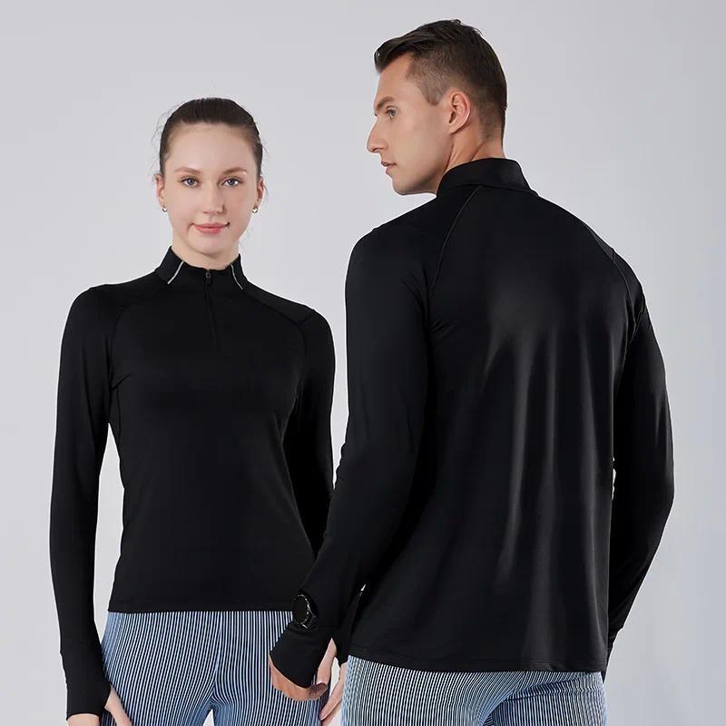 Women's Quick-Dry Moisture-Wicking Sports Long Sleeve T-Shirt With Half-Zip For Training Gym Running