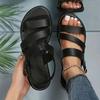 Women's Adjustable Crisscross Strap Flat Sandals - Open-Toe Summer Beach Shoes with Buckle Closure Casual Roman Sandal, Strappy Sandals