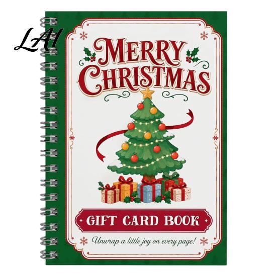 Secret Santa Gift Idea Christmas Card Book 14 Pages DIY Booklet Spiral-Bound Merry Holiday Holder College Survival Kit Greeting Book for