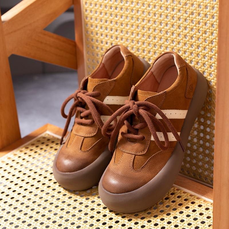 Casual shoes leather women's shoes four seasons low-top versatile German training shoes
