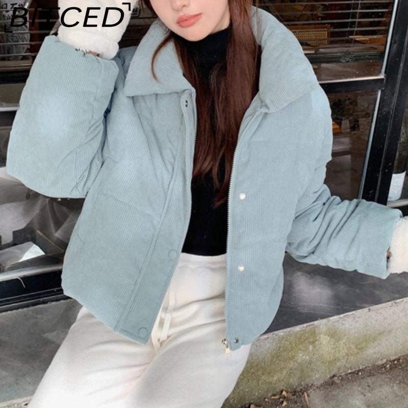 BITCED Down-Filled Cotton Jacket: Petite Niche & Distinctive Quilted Coat for Women Autumn/Winter High-Waisted Short Cotton Jacket