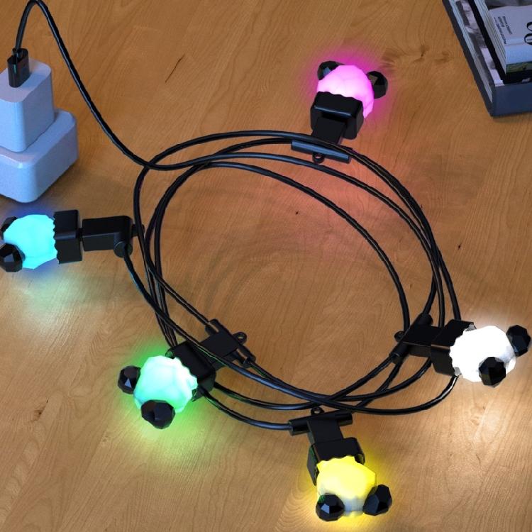 USB Power Cord 240cm 5 Port Splitter For LED Strips Desk Fan Security Cameras 5V Charging