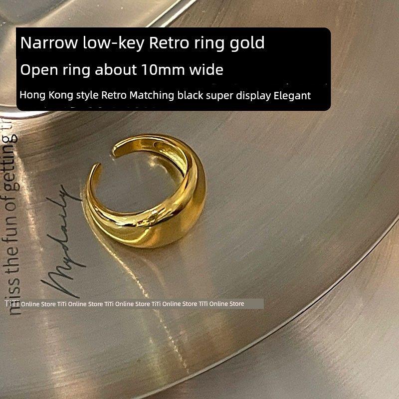 

Blogger s Style, Niche Design, European and American Ins Minimalist Style, Metallic High-End Feel, Open Ring, Adjustable Index Finger Ring Gold Slim Fit Adjustable opening