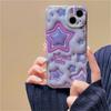 Ins koreanische süße 3D lila Stern Muster Telefon Fall für Iphone 14 13 12 11 Pro Max schöne Sterne stoßfest weiche IMD Abdeckung Funda