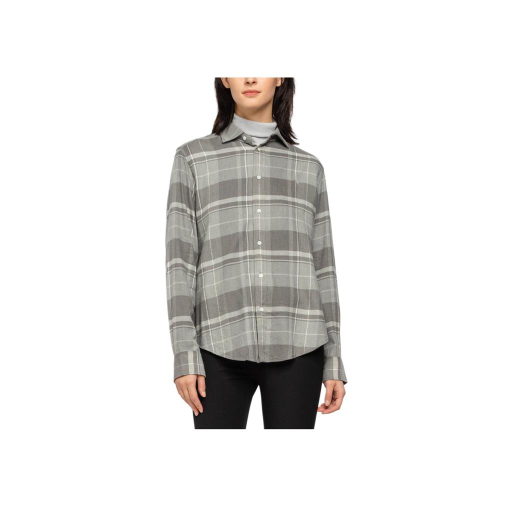 Polo Ralph Lauren Kostkovaná volná jednořadá košile s dlouhým rukávem Dámské košile Šedá 211815409-001