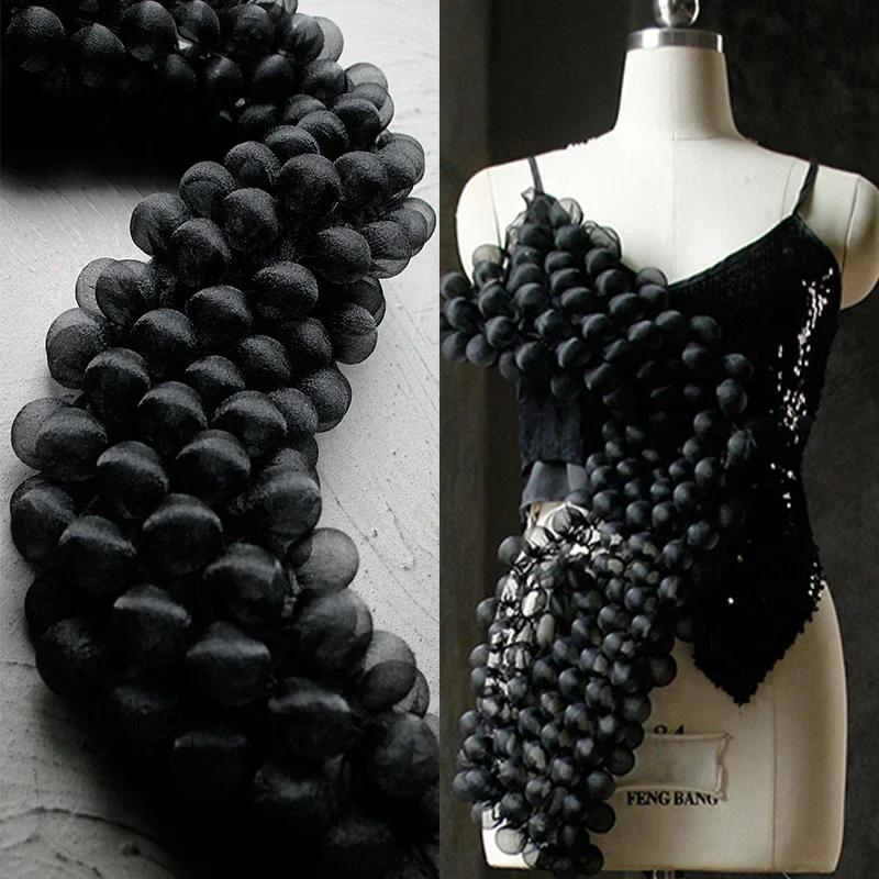 85x20cm Grape Bubble Yarn Fabric Creative Heat Setting 3D Lace Fabric for Fashion Design DIY Sew Wedding Dress Clothing Supplie