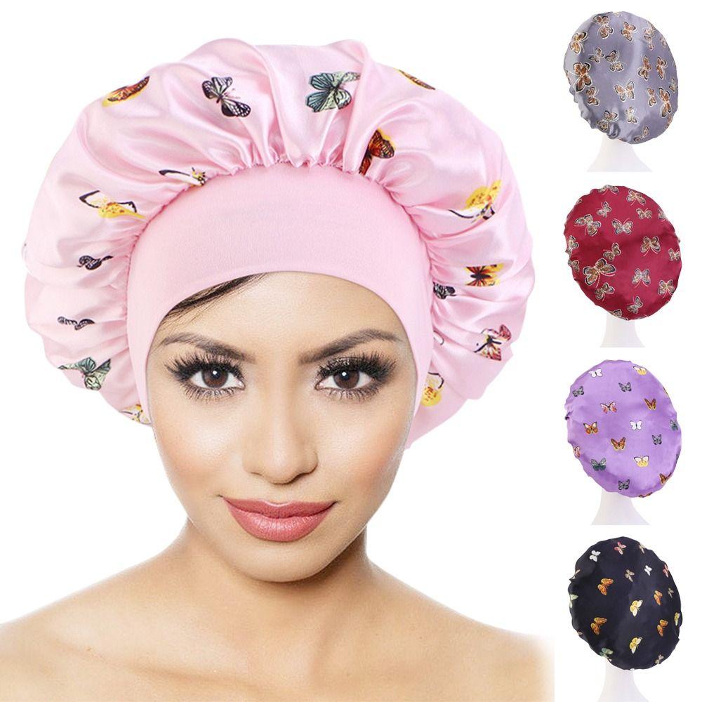 Wide Brim Sleeping Cap Satin Make-up Cap Fashion Turban Hat for Women