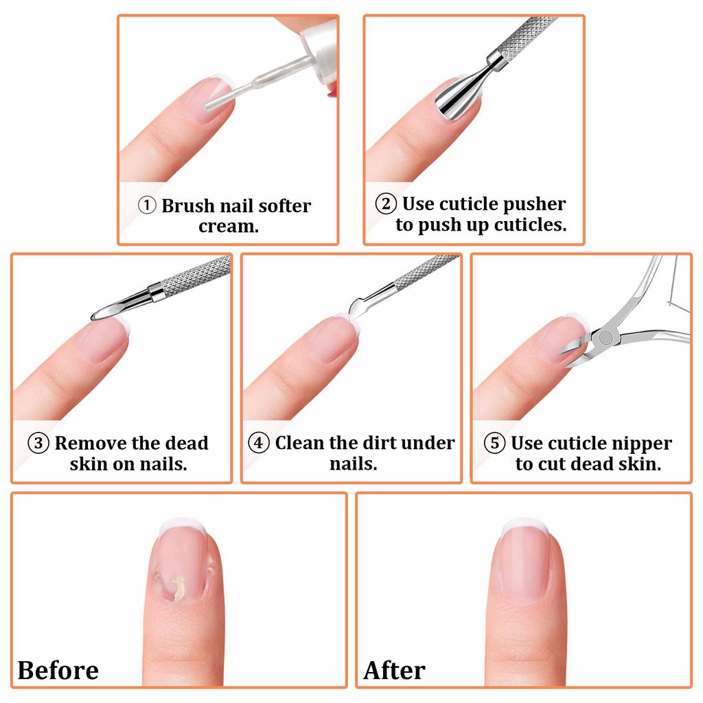 3 Pcs/set Nail Tools Exfoliating Cuticle Three-Piece Double-Headed Stainless Steel Dead Skin Push Household Nail Clipper