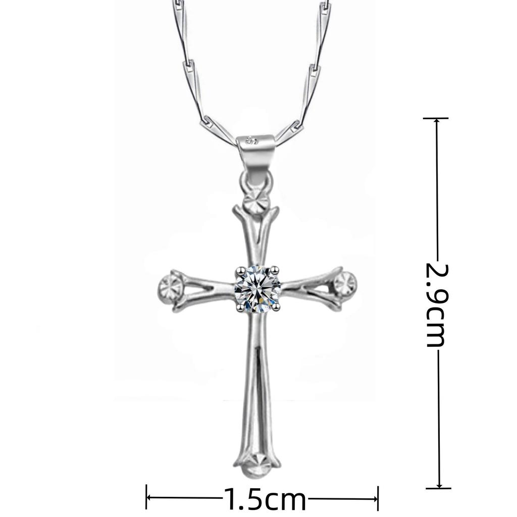 Yihua White Gold Plated Geometric Cross Pendant Necklace for Women