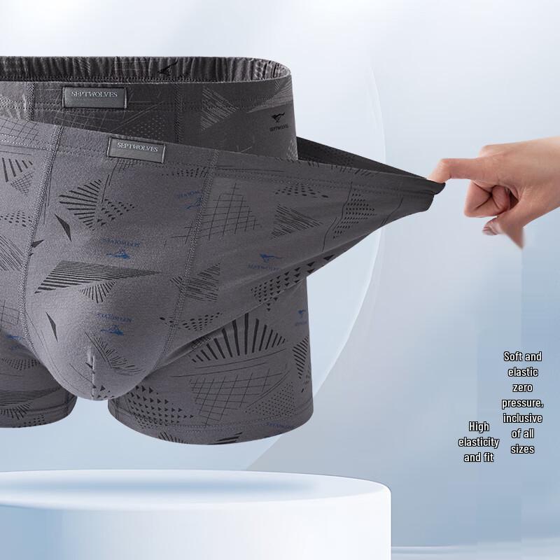 Septwolves 7A Antibacterial 100% Cotton Boxer Briefs for Men