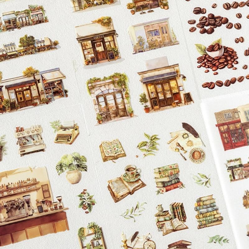 Retro Scrapbooking Sticker Cartoon Sticker Book Adhesive Sticker Photocard Sticker Book for Journal Decoration