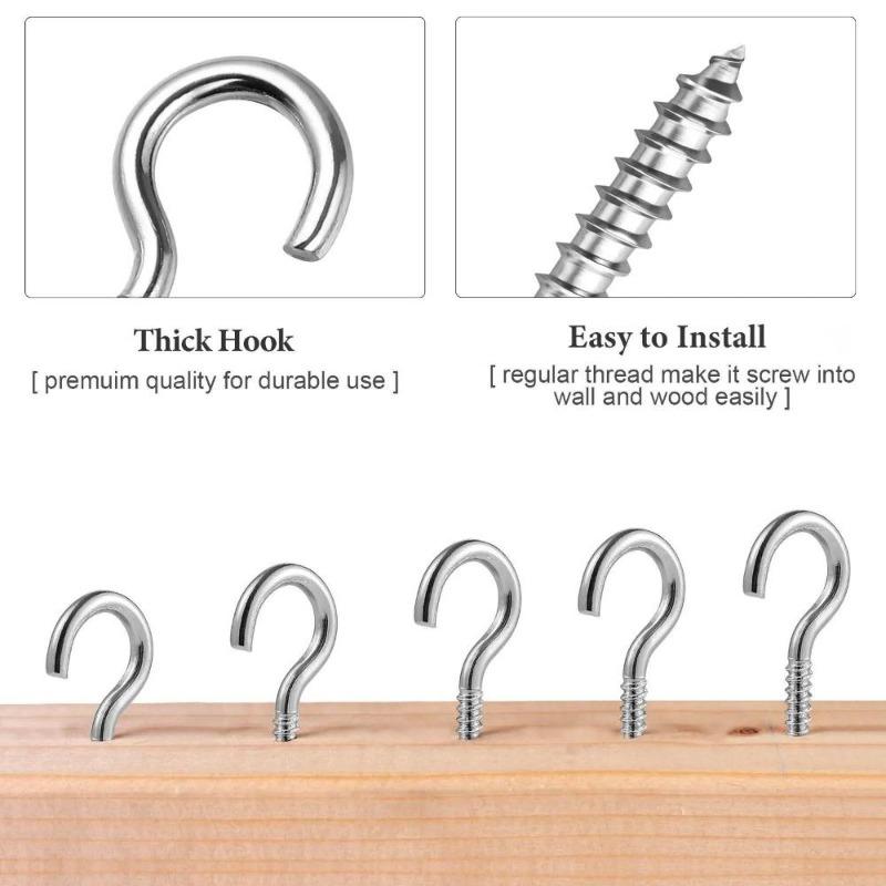 Mini Ceiling Screw Hooks Iron Hanger for Outdoor String Lights Hanging Plants Mug Arts Decorations Cup Extend Hooks
