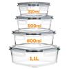 4X Heat-Resistant Glass Kitchen Food Containers Set
