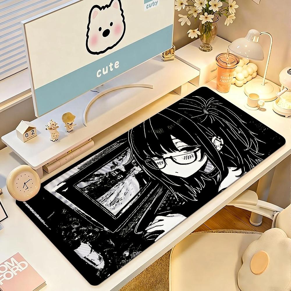 Anime Monokuro Girl Mouse Pad Large Nonslip Gaming Desk Mat Laptop Keyboard Tray Office Pc Hd Print Gamer Black