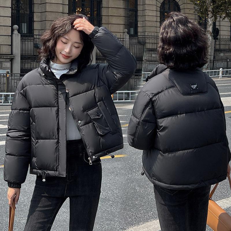 Short bread clothes, cotton-padded clothes for women, fresh and thickened stand-up collar, warm and casual temperament, winter cotton jacket