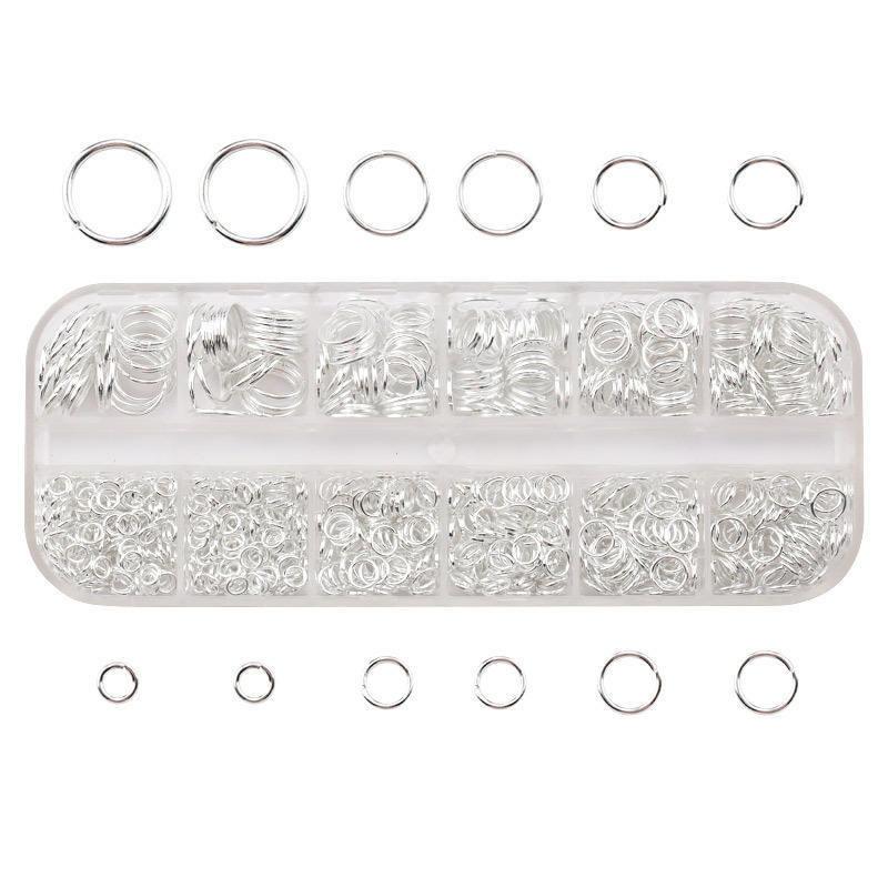 1050 Stück farbig plattierte offene Biegeringe, eine Box, 3, 4, 5, 6, 7, 8, 10 mm, 7 Farben, Spaltringe, Verbindungsstücke für DIY-Schmuckherstellung
