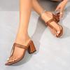 2025 Summer New Women's Square Toe Thong Sandals Chunky Heels Buckle Plus Size for Outdoor Dresses & Slippers Zapatos