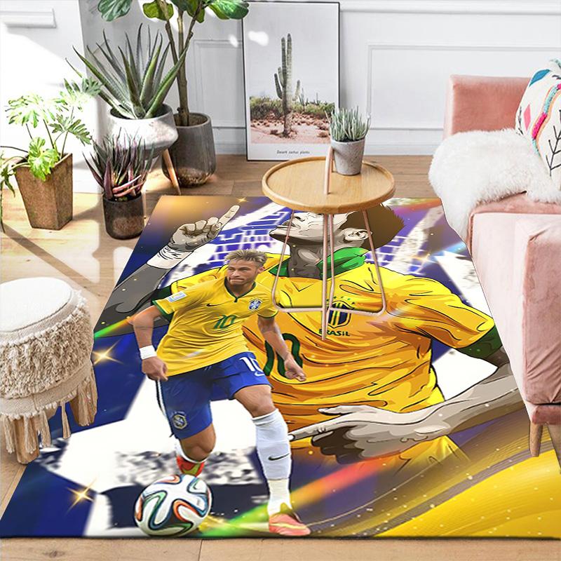1pc Brazilian Football Legend Rug, Office Carpet Indoor Outdoor Entrance Doormat, Non-Slip Soft And Comfortable, Living Room. DT7070103
