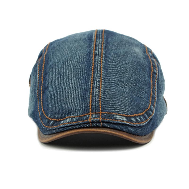 Spring Summer Denim Hat Men's Beret British Vintage Peaked Cap Women's Forward Cap
