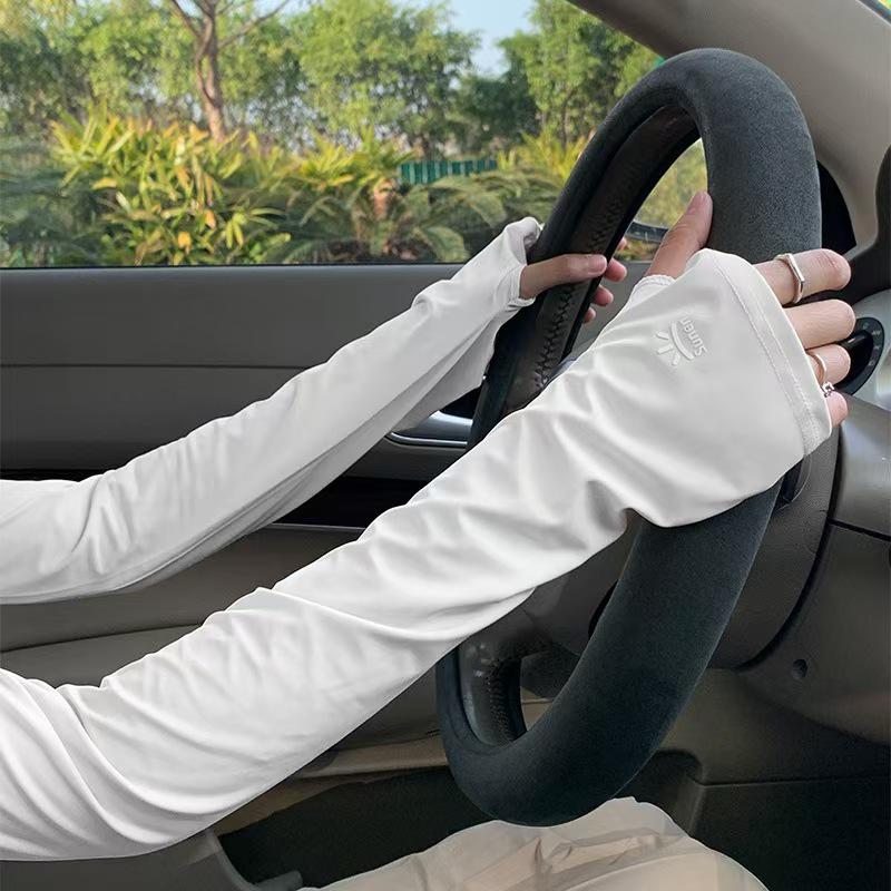 Unisex Ice Silk Sun Protection Sleeves - Breathable and Loose Protective Gloves for Driving