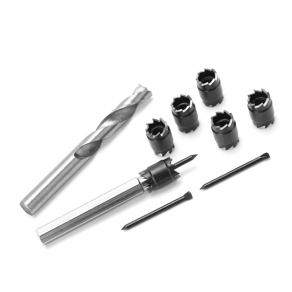 10Pcs 3/8" and 5/16" Sizes Spot Weld Cutter Set High Speed Steel (HSS) Hex Shank Spot Weld Removal Tool for Power Drill
